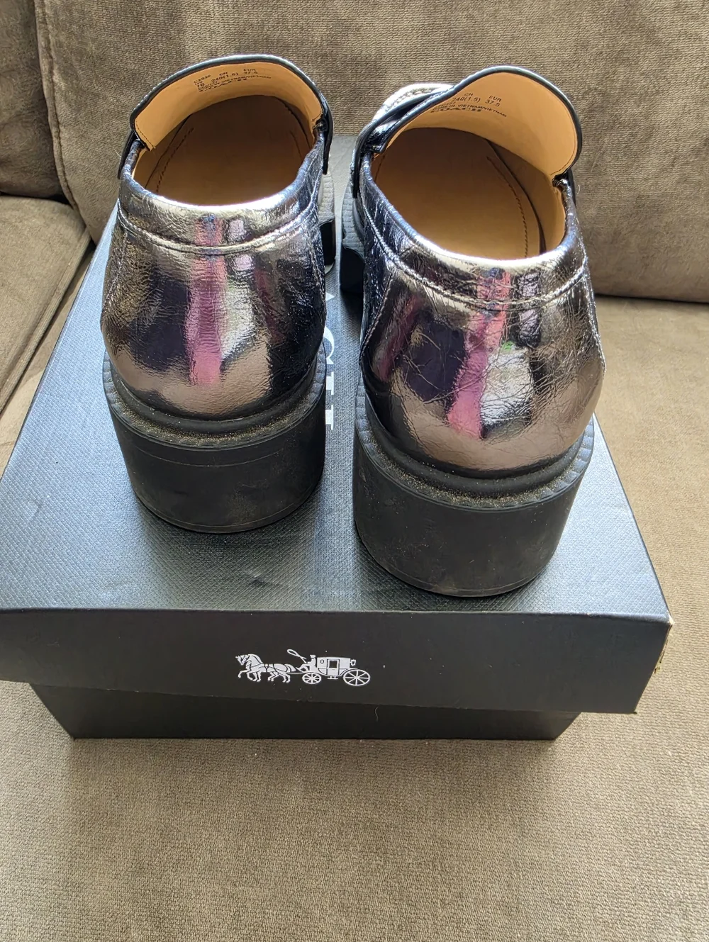 Coach Anthracite Leah Platform Loafers Size 7 - Picture 8 of 8